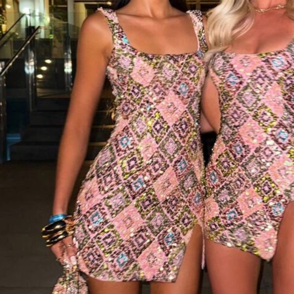 Sequin Pink Mini Dress